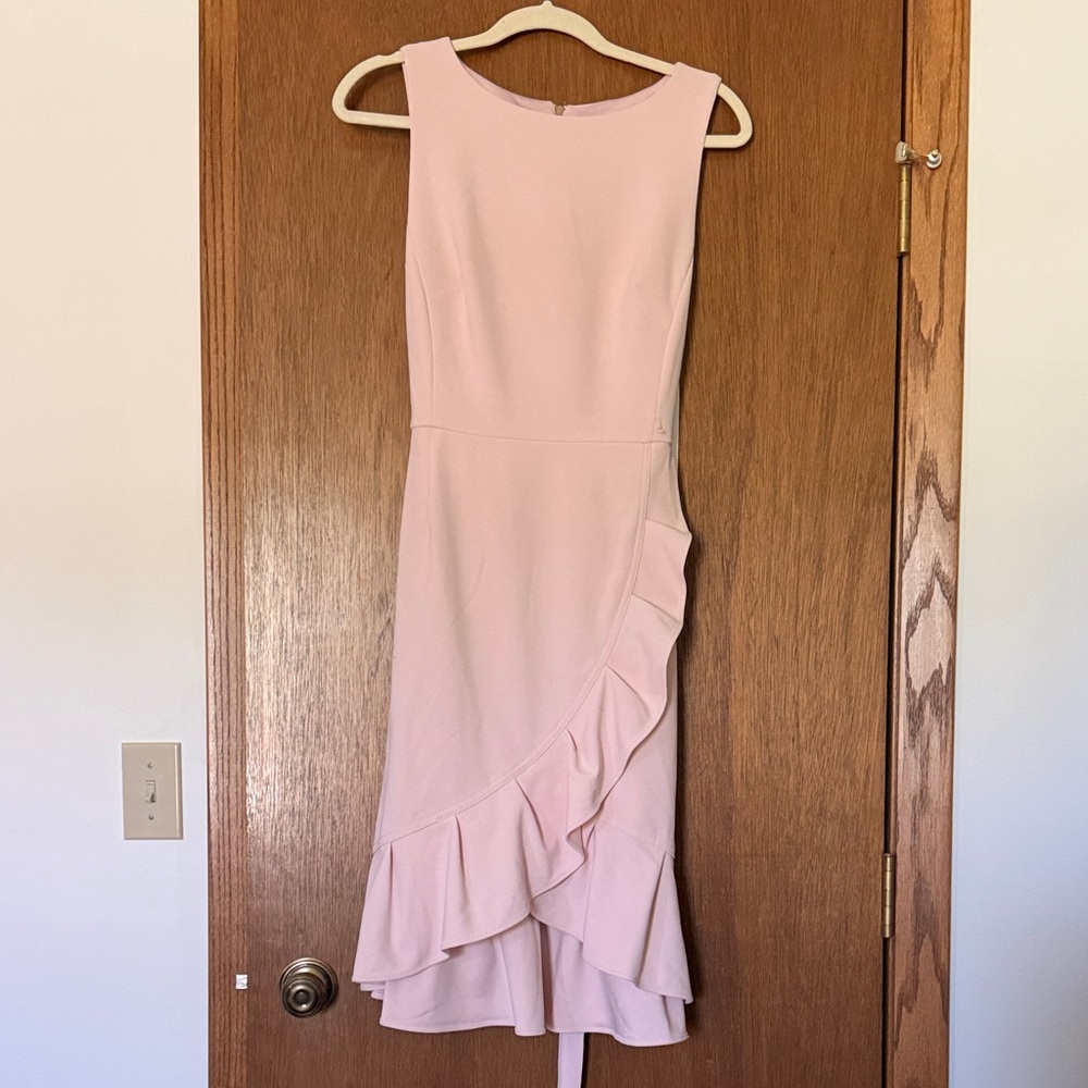 Calvin Klein Soft Blush Ruffle Midi Dress